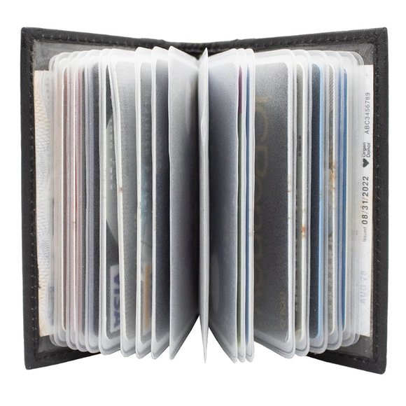 Men Pure Slim Genuine Leather Credit Card Holder, Black - Picture 7 of 15